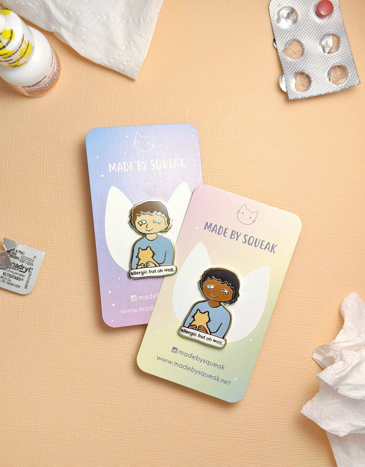 Allergic But Oh Well - Cat Allergy Enamel Pin