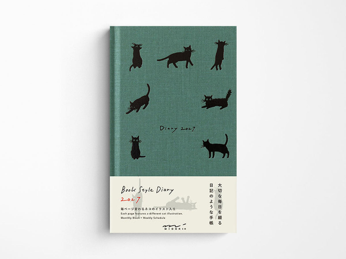 Midori Book Style Diary B6 Variant Cat Green 2027