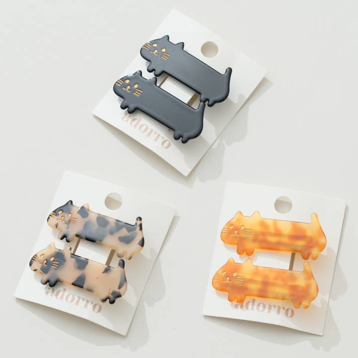 Adorro Beau Cat Loaf Barrette Hair Clip