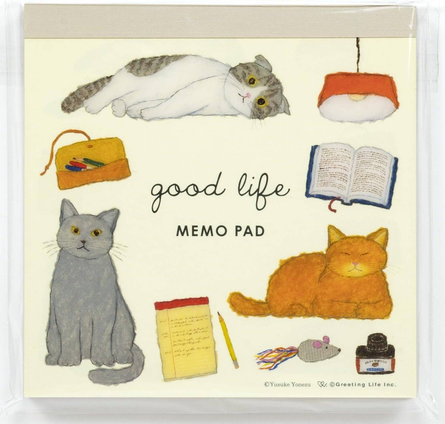 Greeting Life Yusuke Yonezu Square Memo Cat YZN-411 White