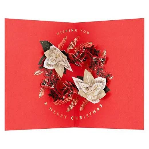 Christmas Wreath Pop-Up Card Red