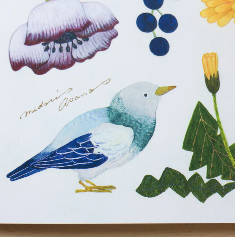Midori Asano A5 Notebook | Japanese Grid Journal with Bird