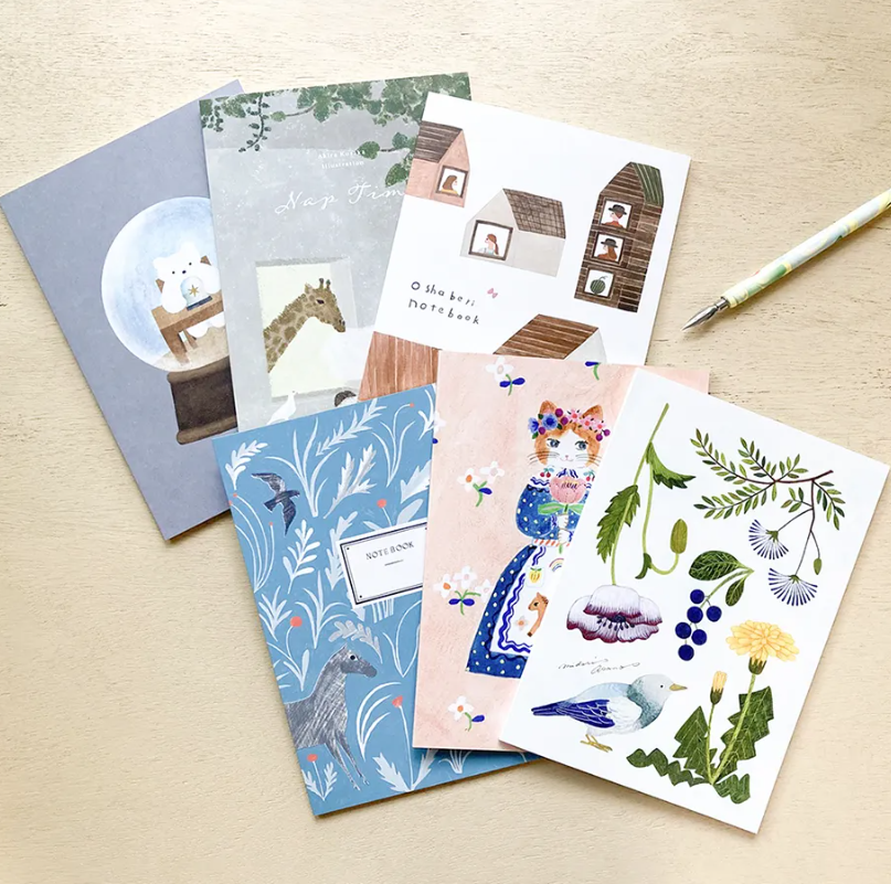 Aiko Fukawa A5 Notebook | 5mm Grid Animal Flower Design