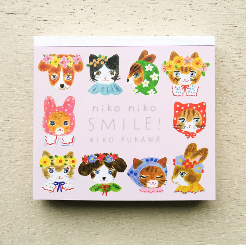 Aiko Fukawa Block Memo Pad | Niko Niko SMILE Animal Note Set
