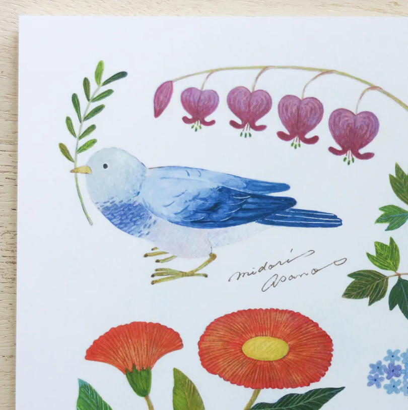 Midori Asano A5 Notebook | Japanese Grid Journal with Bird
