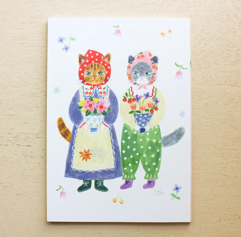 Aiko Fukawa A5 Notebook | 5mm Grid Animal Flower Design