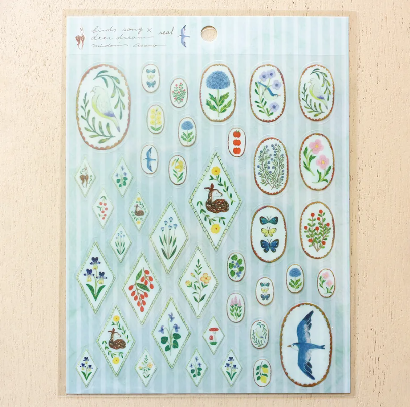 Midori Asano Sticker Sheet | Birds & Deer or Kitchen Design