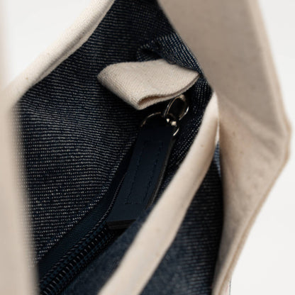 Kusuguru Japan Denim & Canvas Cat Tote Bag Dark Blue Denim