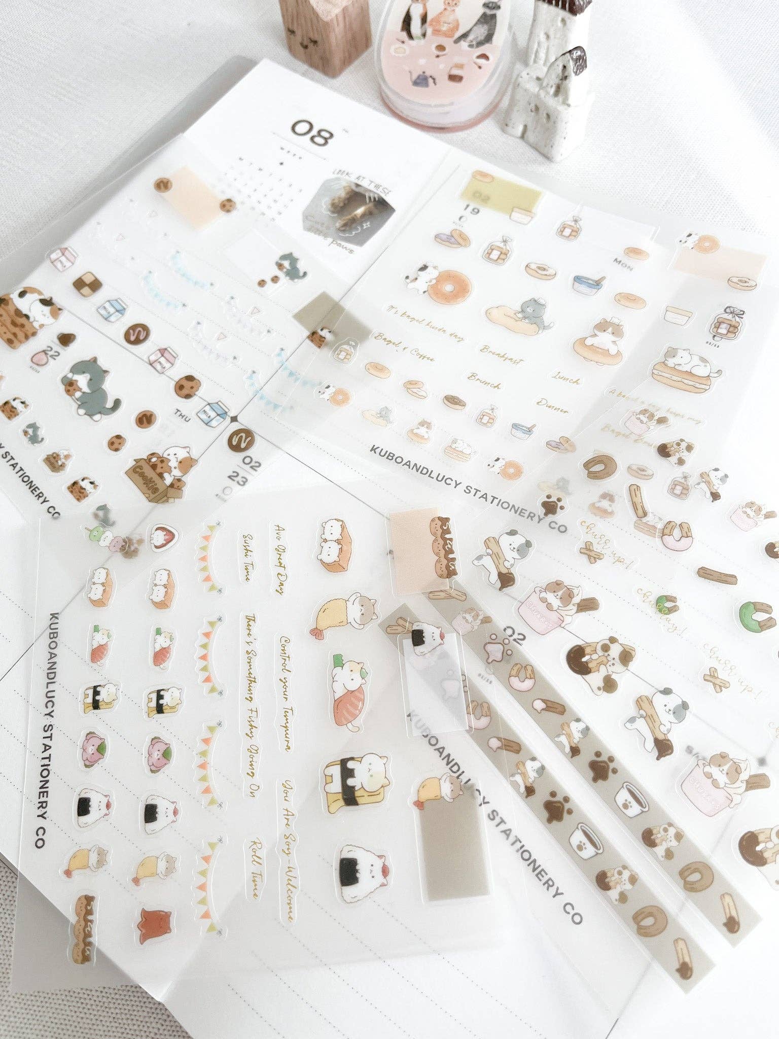 Cute Cats Clear Sticker Sheet | 3 designs
