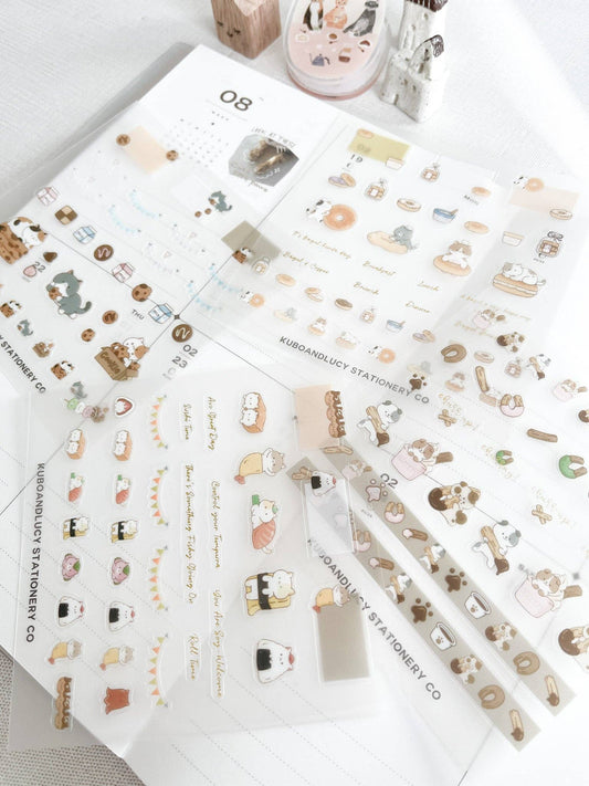 Cute Cats Clear Sticker Sheet | 3 designs