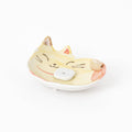 Yellow Japanese Ceramic Cat Incense Holder