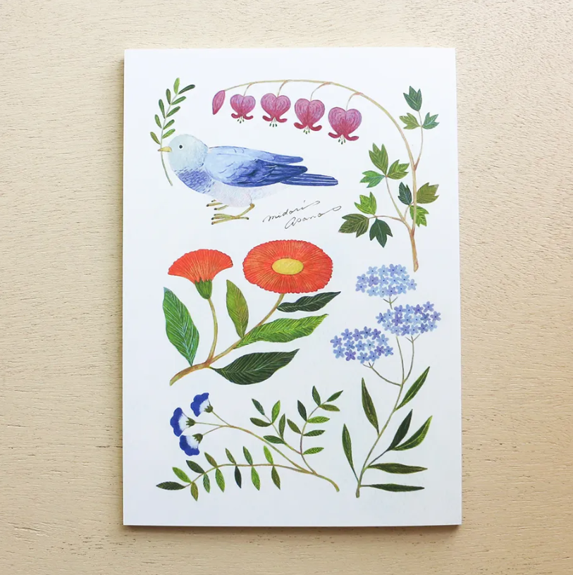 Midori Asano A5 Notebook | Japanese Grid Journal with Bird
