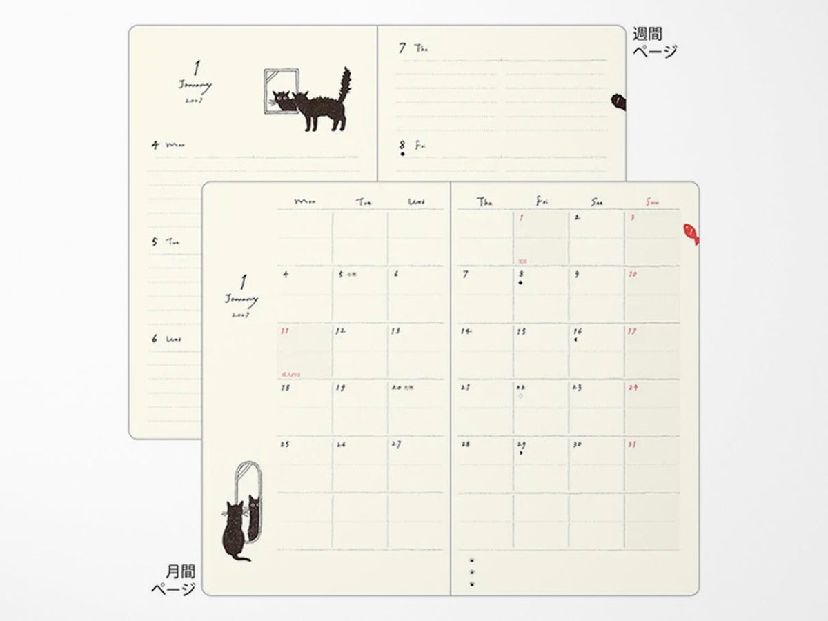 Midori Book Style Diary B6 Variant Cat Green 2027