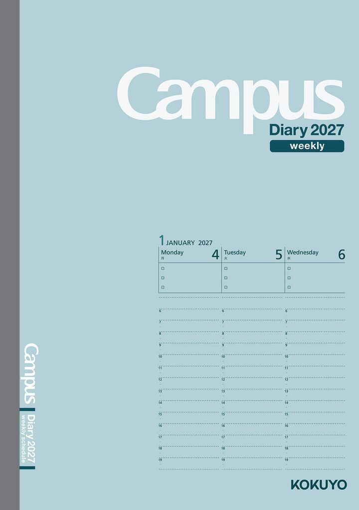 CAMPUS DIARY WEEKLY VERTICAL PLANNER 2027