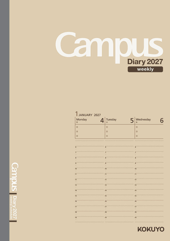 CAMPUS DIARY WEEKLY VERTICAL PLANNER 2027
