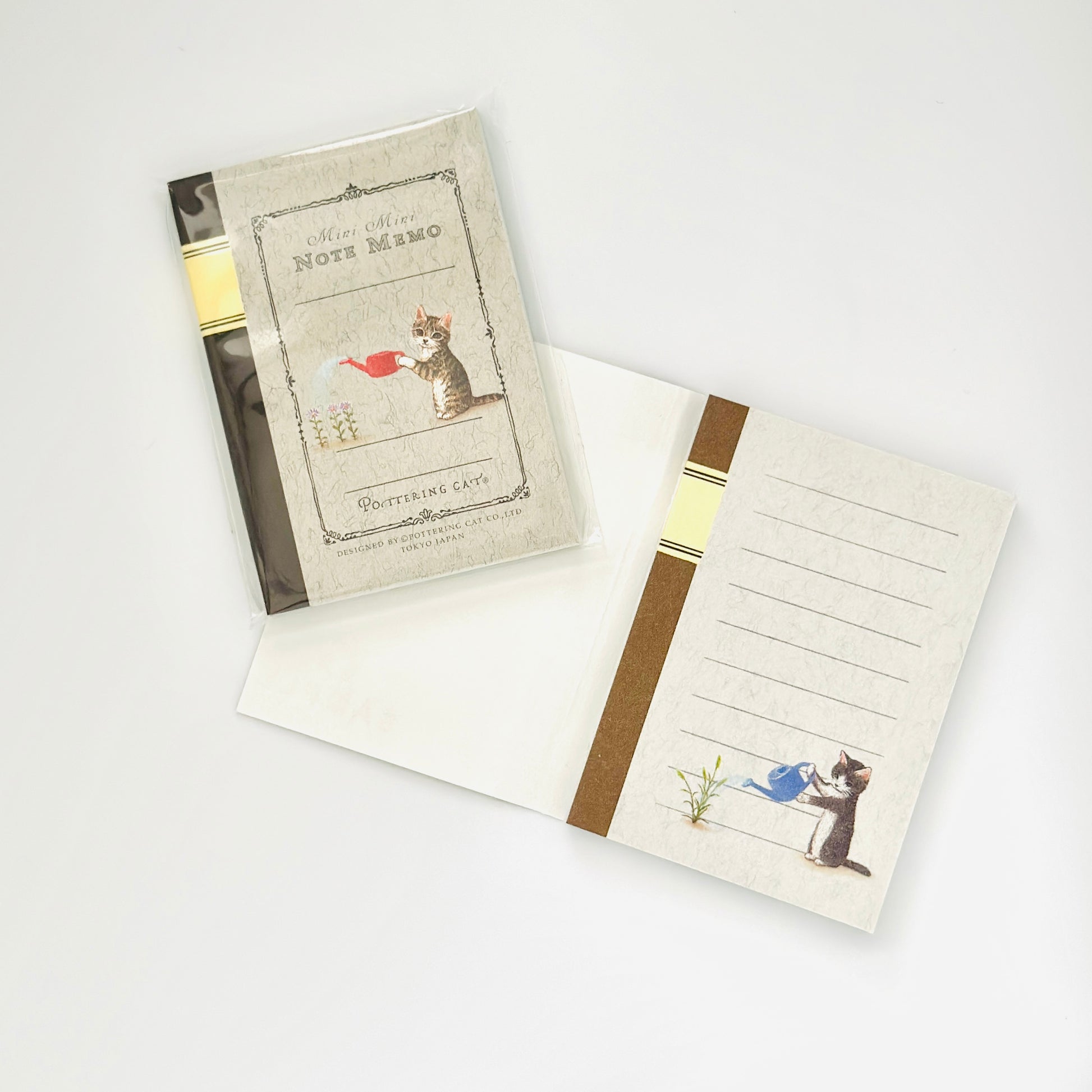 Pottering Cat Mini Notebook Memo Pad - Cat Watering Plants