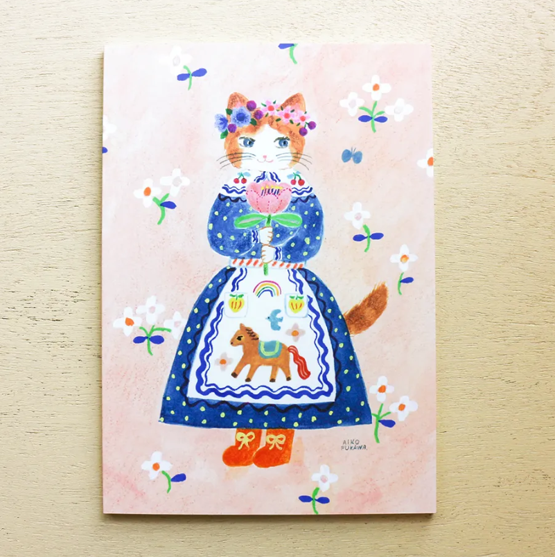 Aiko Fukawa A5 Notebook | 5mm Grid Animal Flower Design