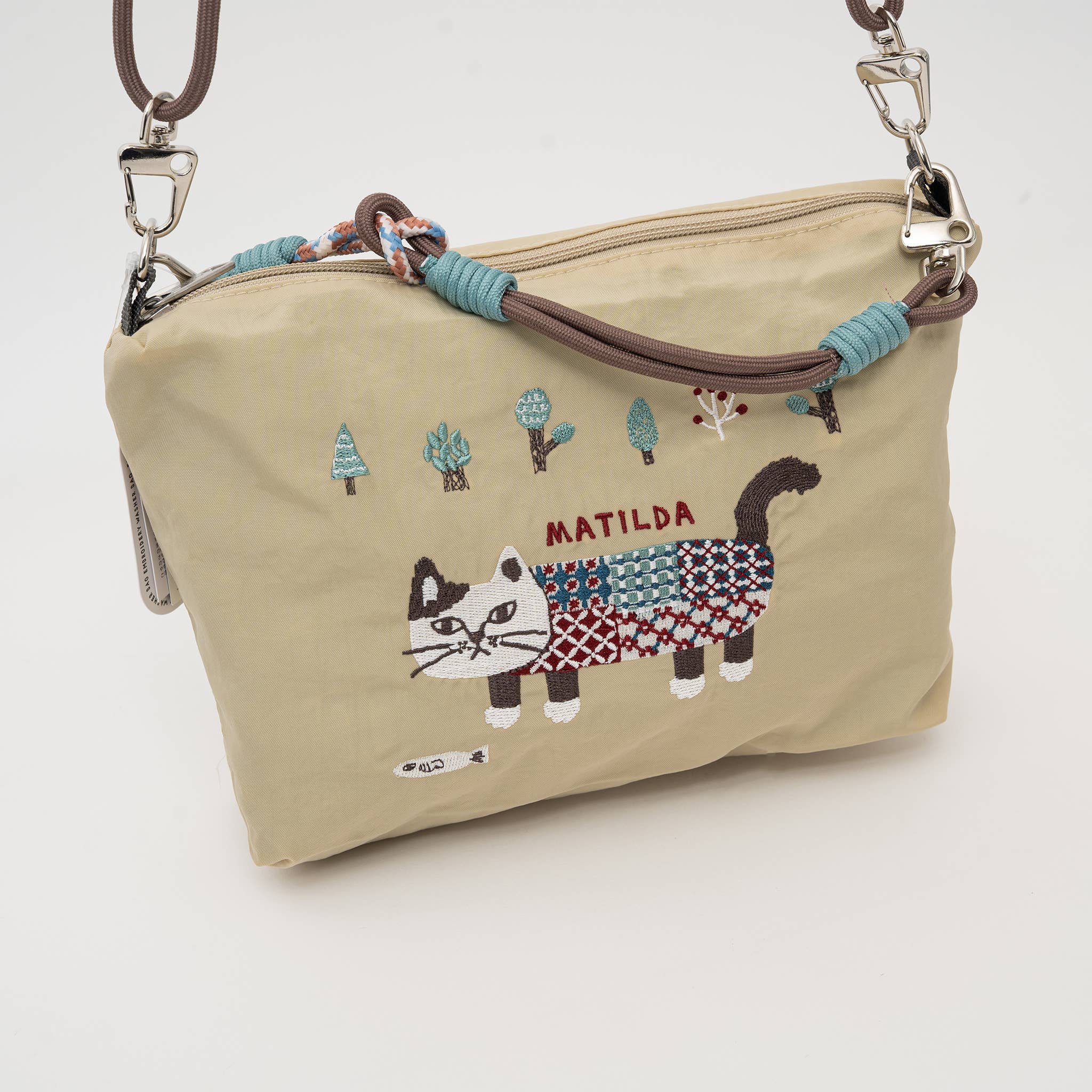 Japan Embroidered Cat Multi-Use Crossbody Bag