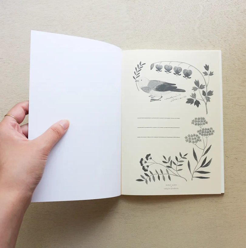 Midori Asano A5 Notebook | Japanese Grid Journal with Bird