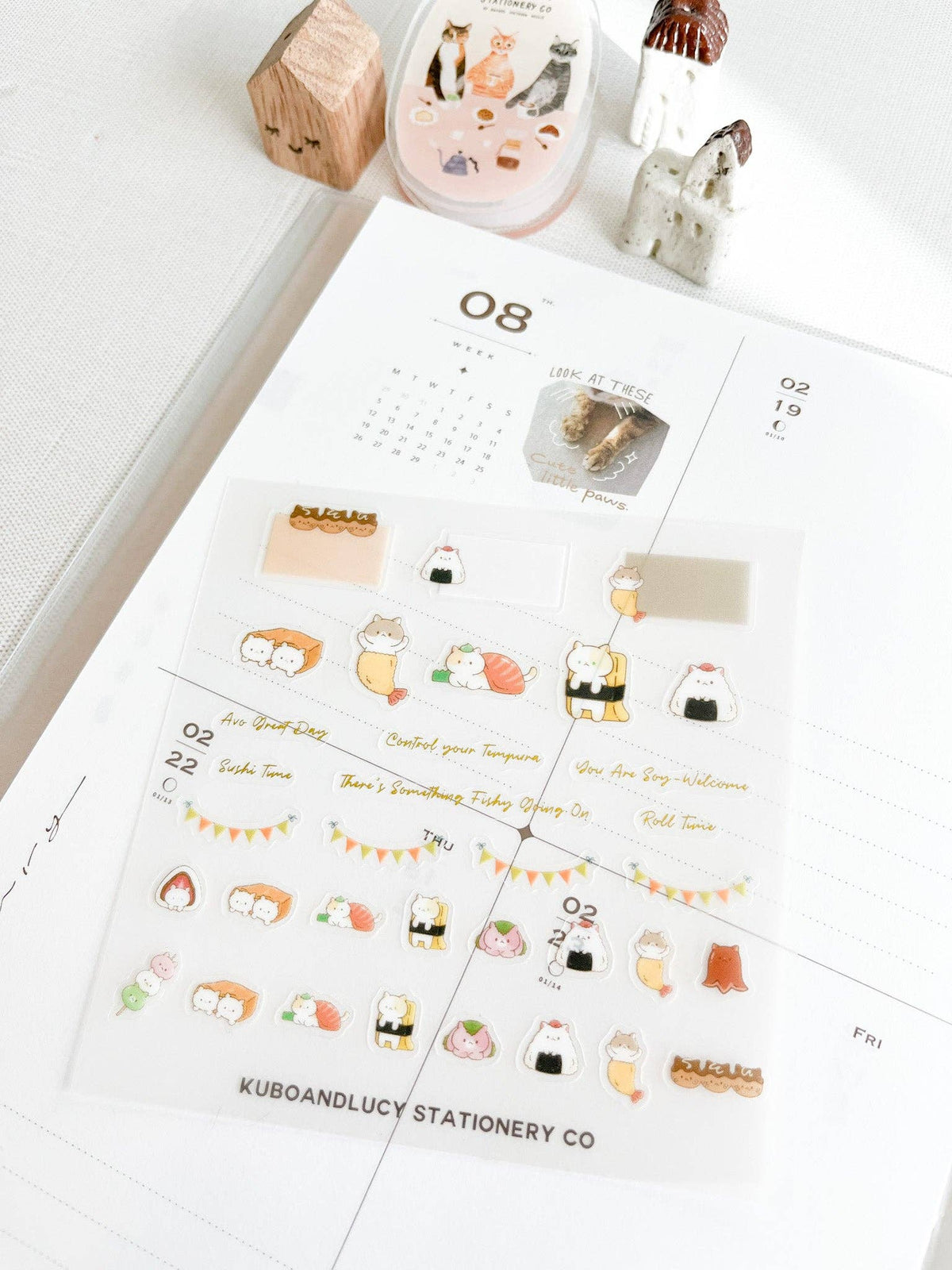 Cute Cats Clear Sticker Sheet | 3 designs
