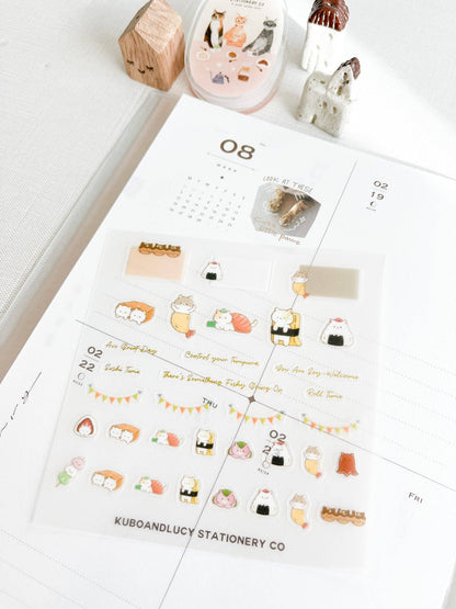 Cute Cats Clear Sticker Sheet | 3 designs
