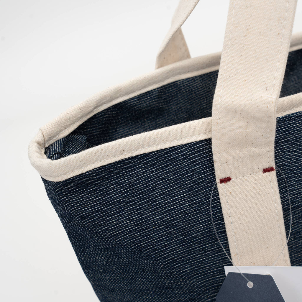 Kusuguru Japan Denim & Canvas Cat Tote Bag Dark Blue Denim