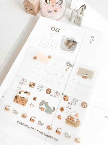 Cute Cats Clear Sticker Sheet | 3 designs