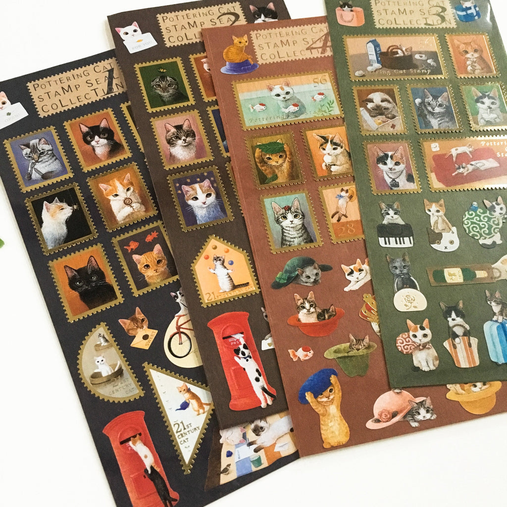 Pottering Cat Stamp Sticker Sheets
